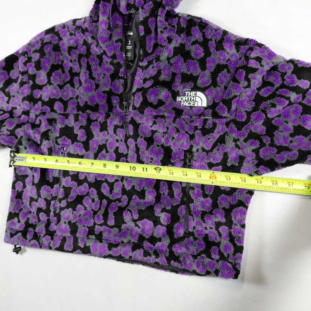 The North Face Womens Purple Leopard Print Cropped Fleece Osito Hoodie Small - Picture 11 of 14